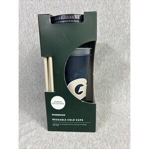 NEW Starbucks 5-Pack 24oz Reusable COLD Cups- Campus Collection “G” Georgetown